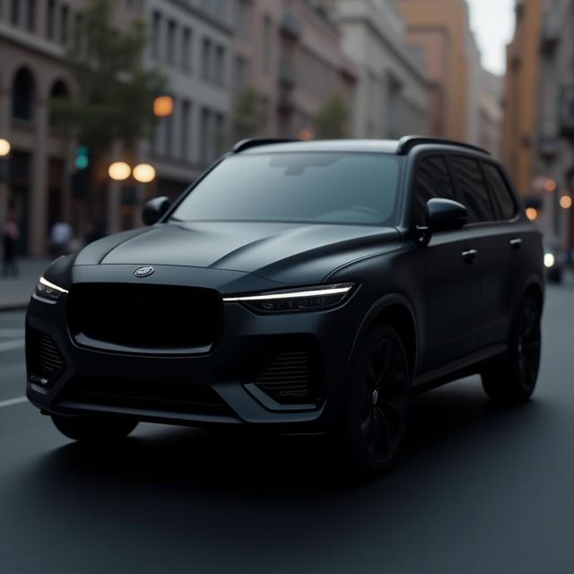 Matte black SUV after detailing